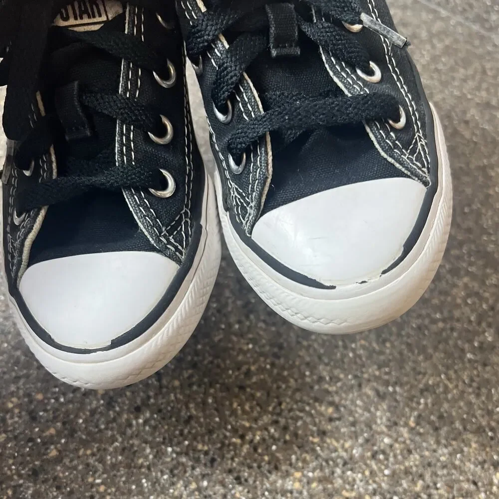 Converse All Star Little Kids Size 12 Low Top Black Canvas Sneaker Shoes Lace Up